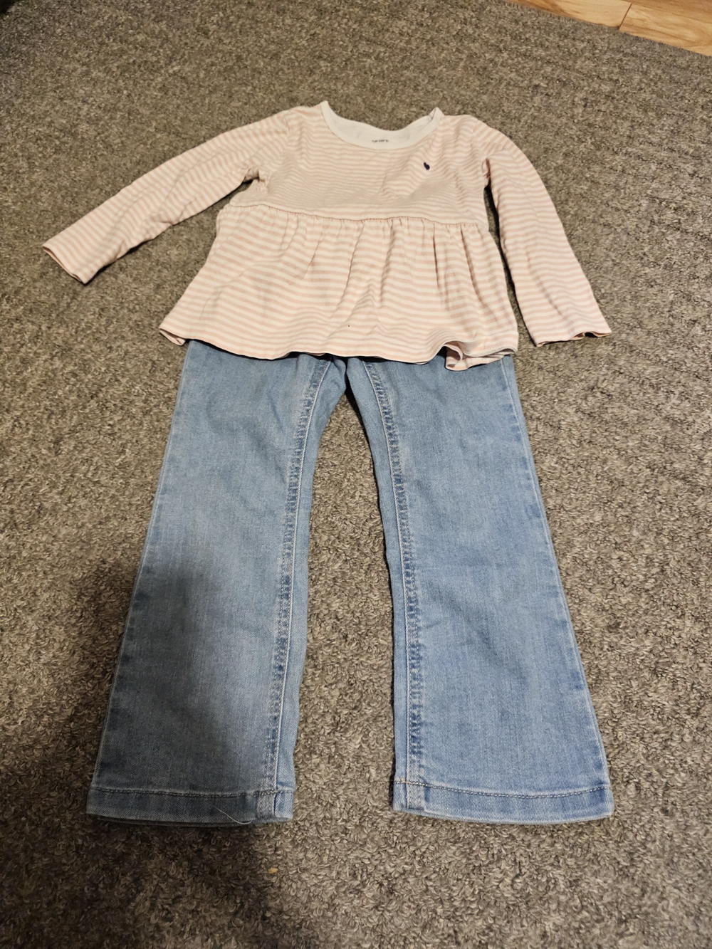 Cat & Jack Pink Striped Long-Sleeve Peplum Top